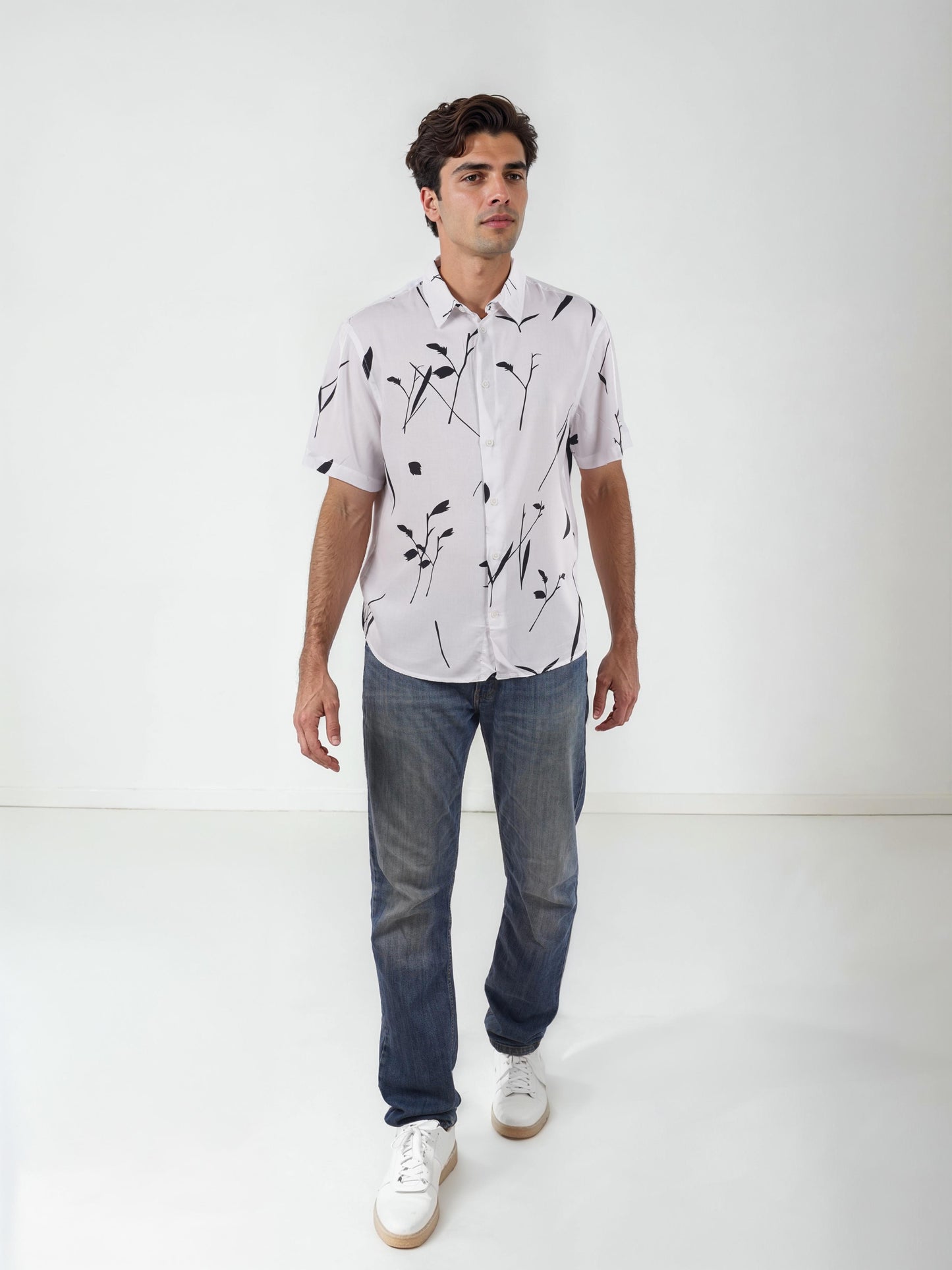 White Printed Viscose Shirt