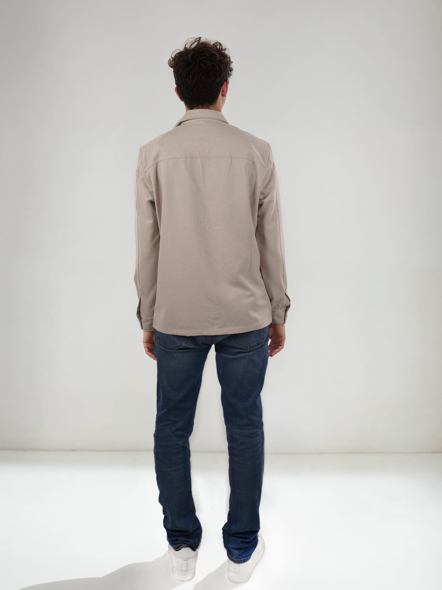 Beige Solid Polyester Shirt