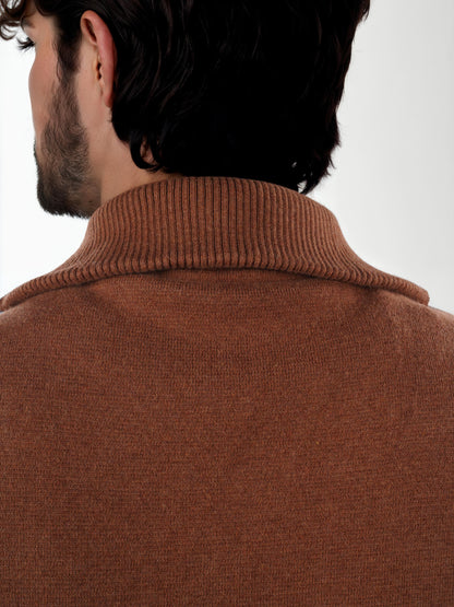 Brown Solid Cotton Sweater