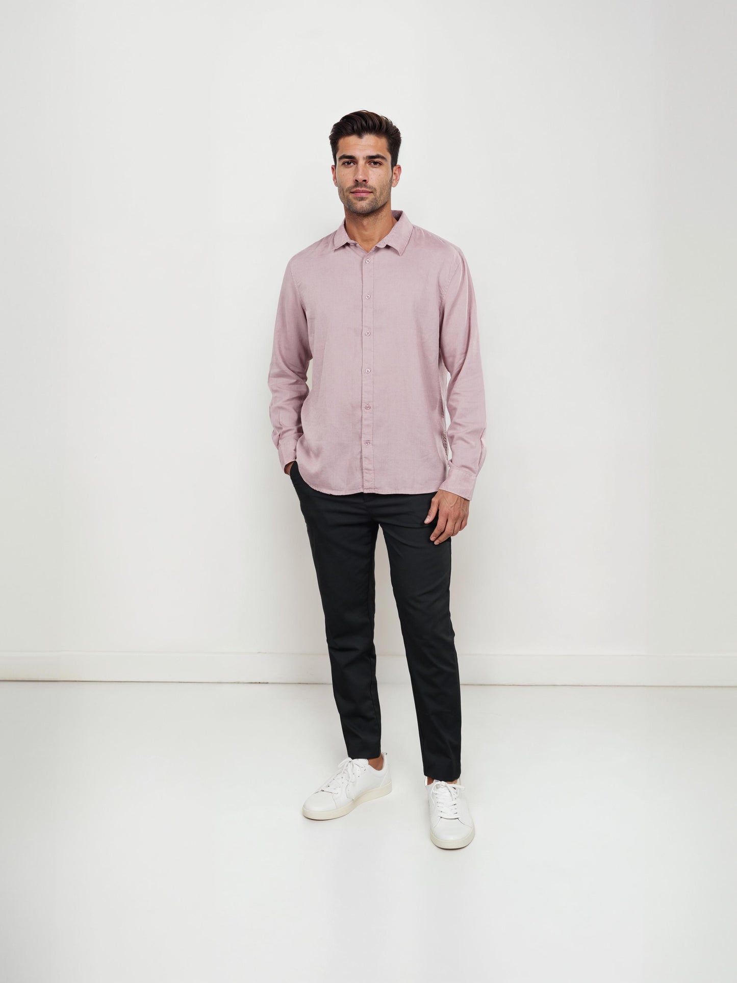 Mauve Solid Linen Shirt