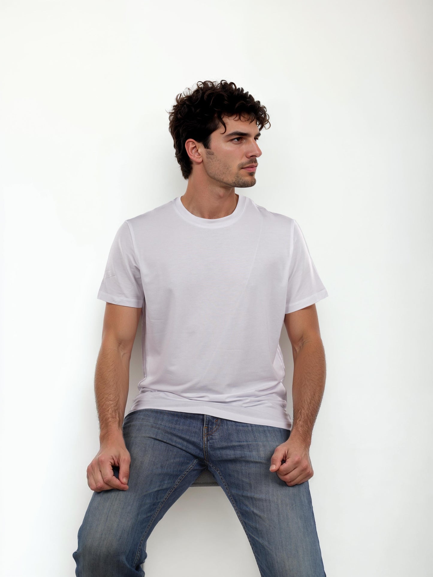 White Solid Cotton T-Shirt