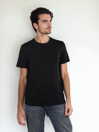 Black Solid Cotton T-shirt