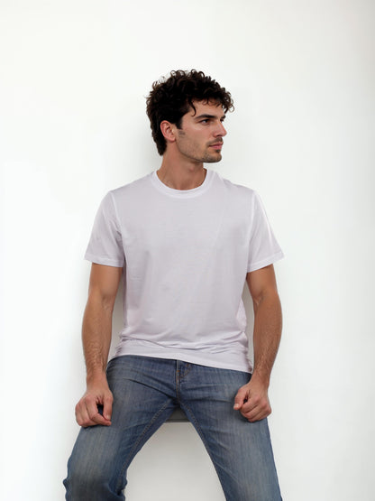 White Solid Cotton T-shirt