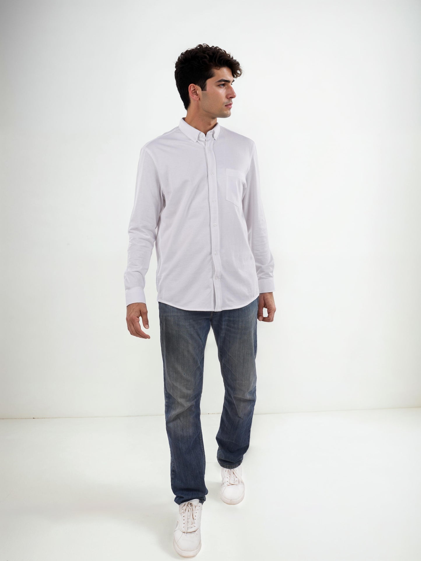 White Solid Cotton Shirt