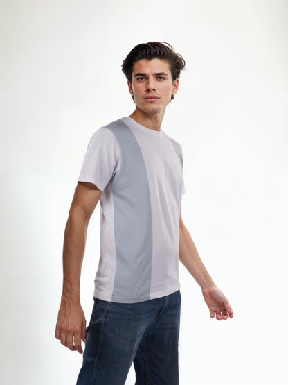 Blue Colourblock Cotton T-shirt