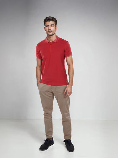 Coral Solid Cotton Polo