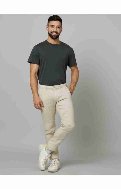 Beige Slim Fit Trousers