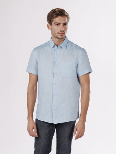 Celio* Men Blue Solid Regular Fit Linen Shirts