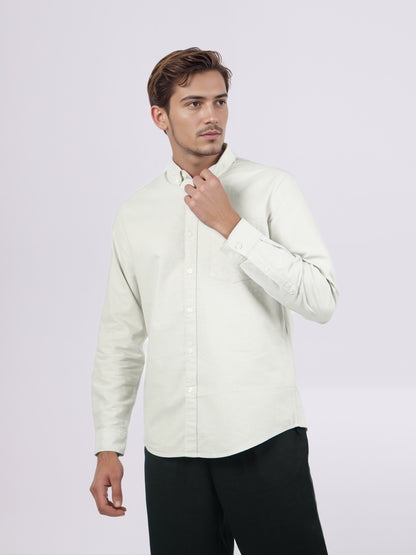 Celio* Men Cream Solid Regular Fit Cotton Shirts