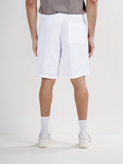 Celio* Straight Fit Cotton Solid Men White Shorts