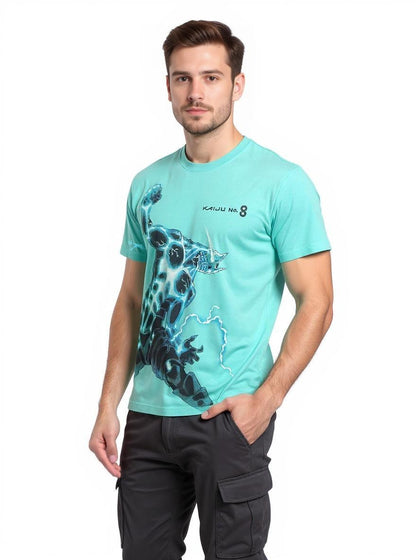 Celio* Men Turquoise Blue Printed Oversized Cotton Kaiju T-Shirt