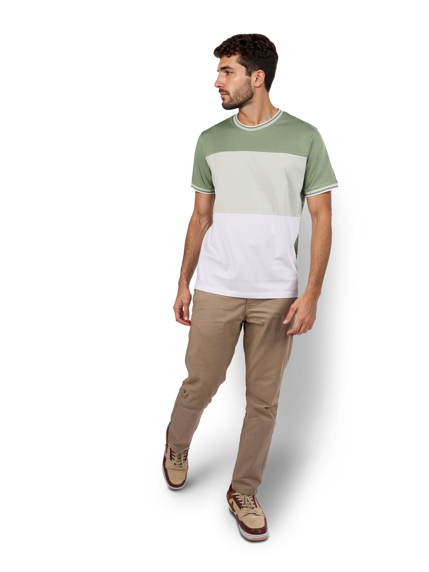 Green Colourblock Cotton T-shirt