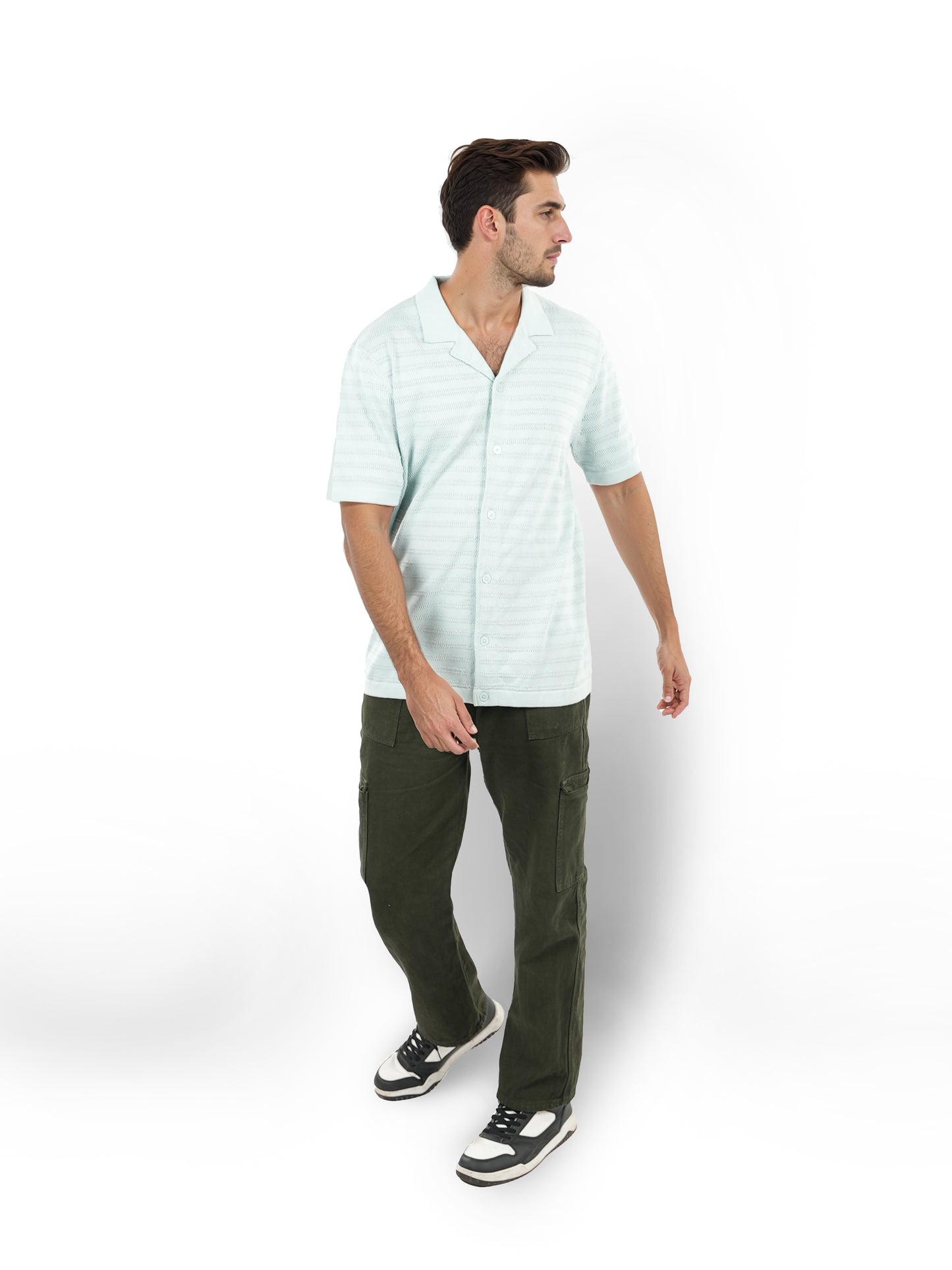 Green Striped Cotton Shirt