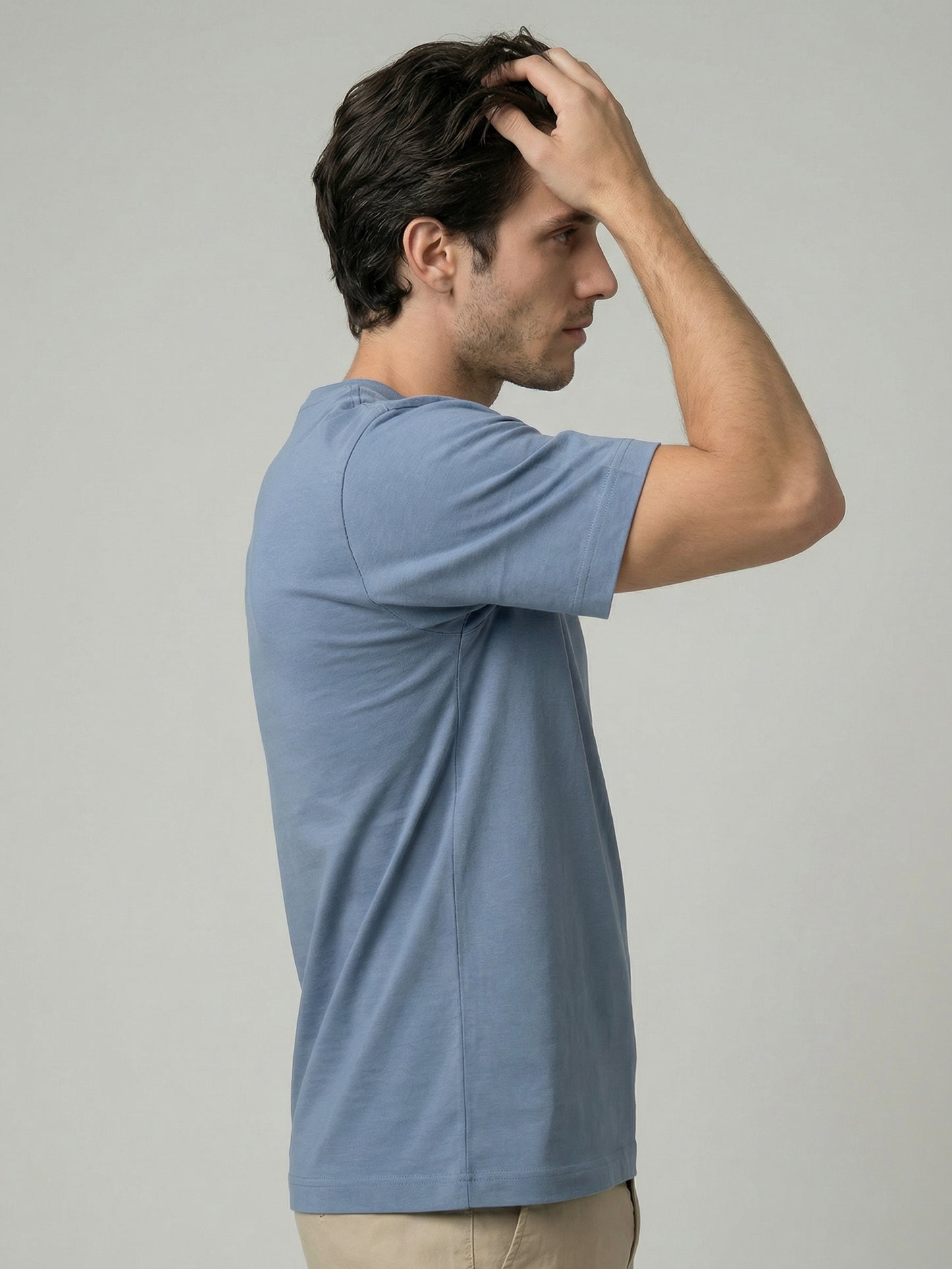 Celio Mens Blue Solid Slim Fit Cotton T-Shirts