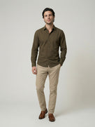 Celio Mens Olive Solid Regular Fit Cotton Shirts