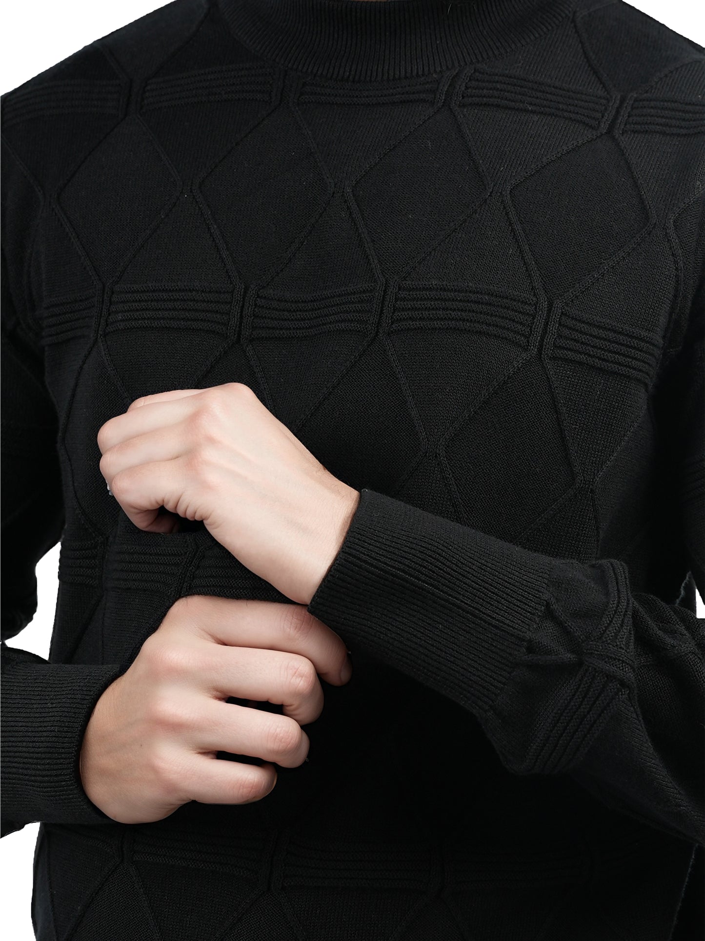 Black Solid Cotton Sweater