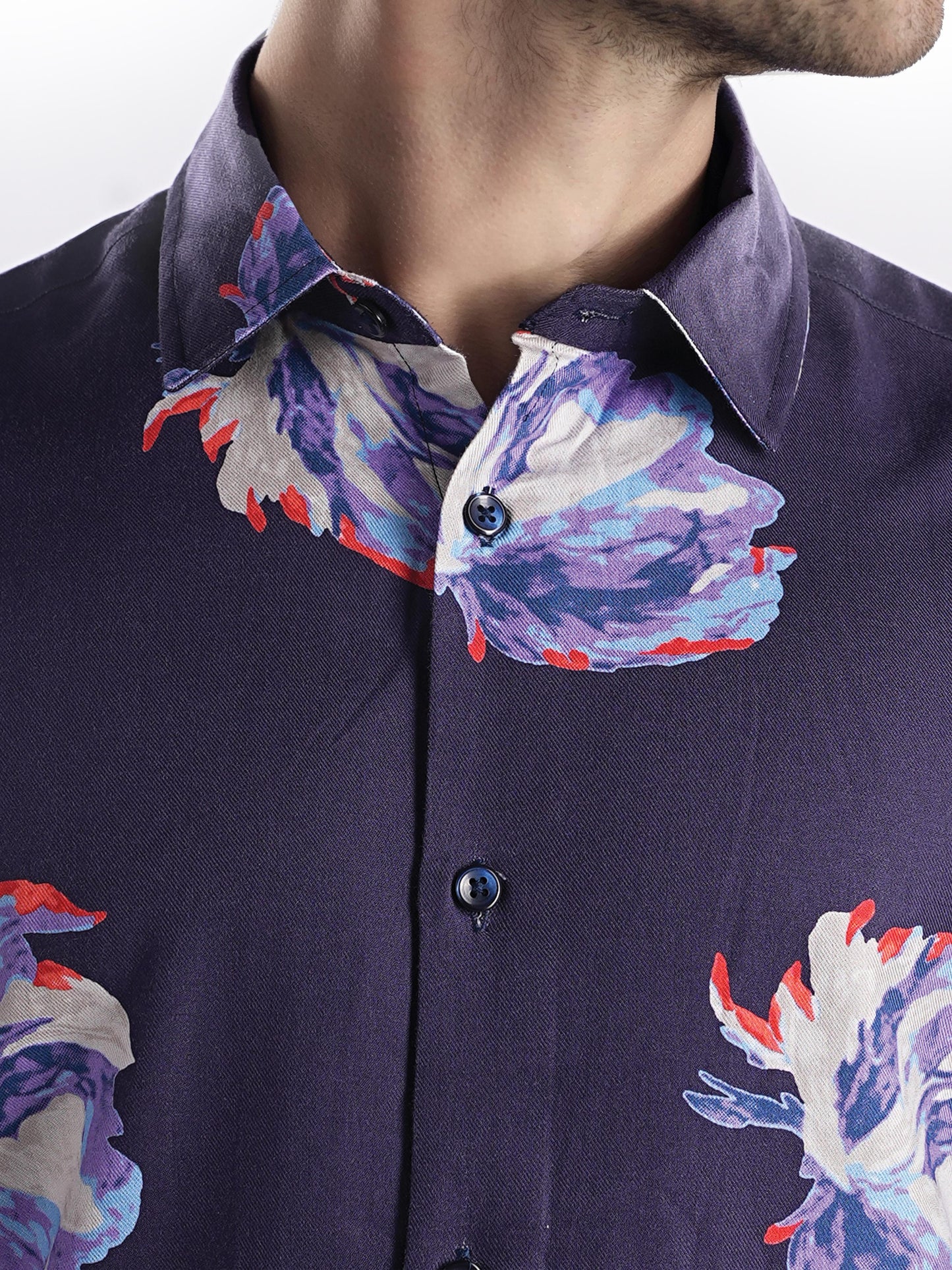 Purple Printed Cotton Shirt