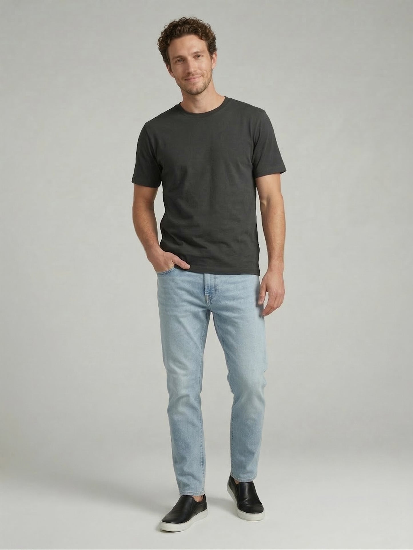 Celio Mens Grey Solid Slim Fit Cotton T-Shirts