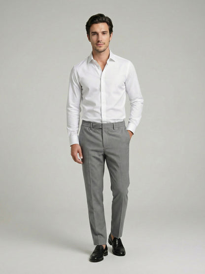 Celio Mens Grey Solid 24H Fit Polyester Casual Trouser