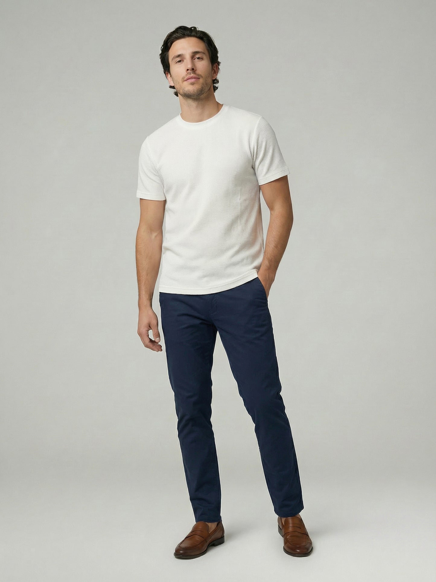 Celio Mens White Structured Regular Fit Cotton T-Shirts