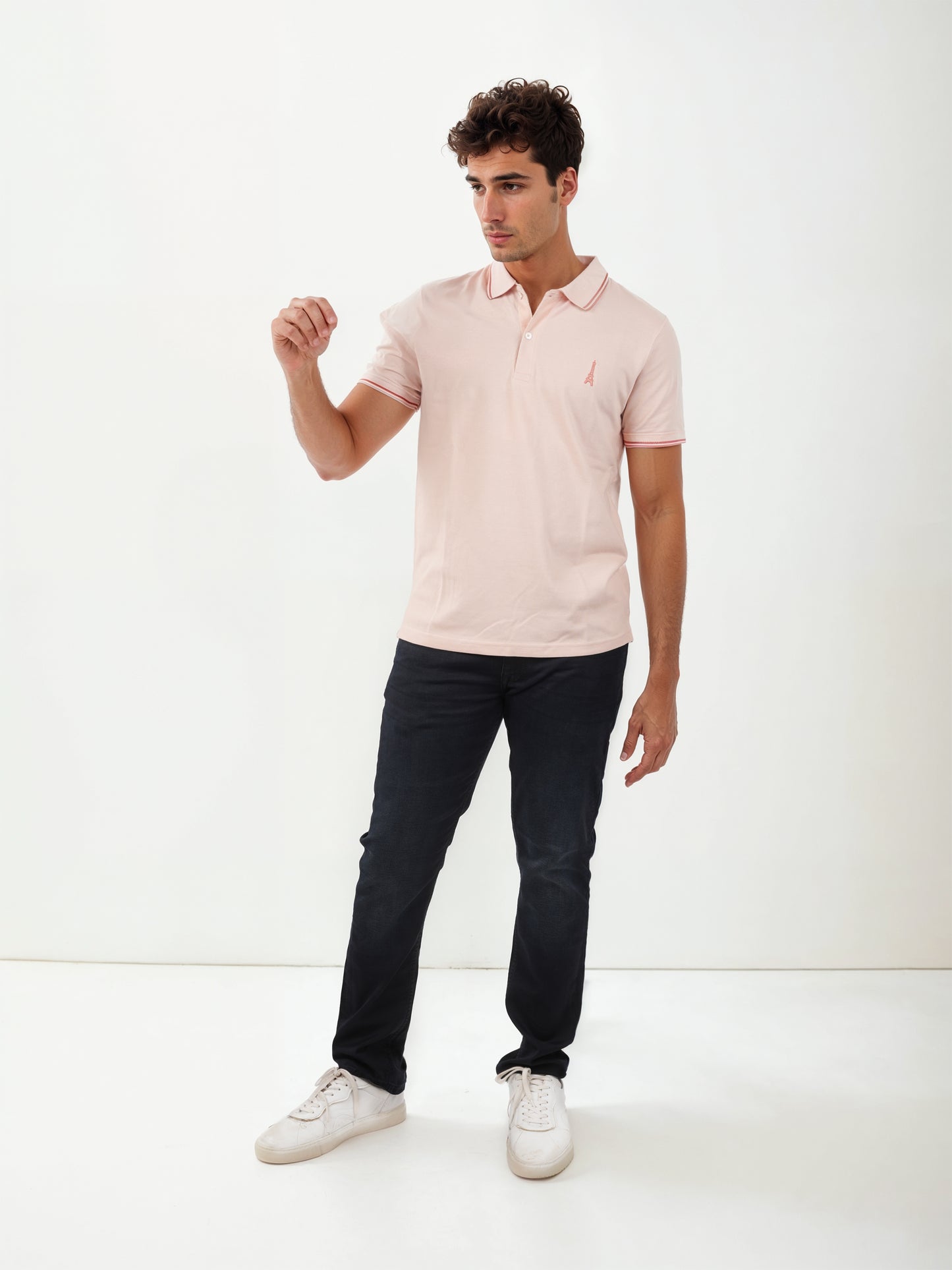 Pink Solid Cotton Polo