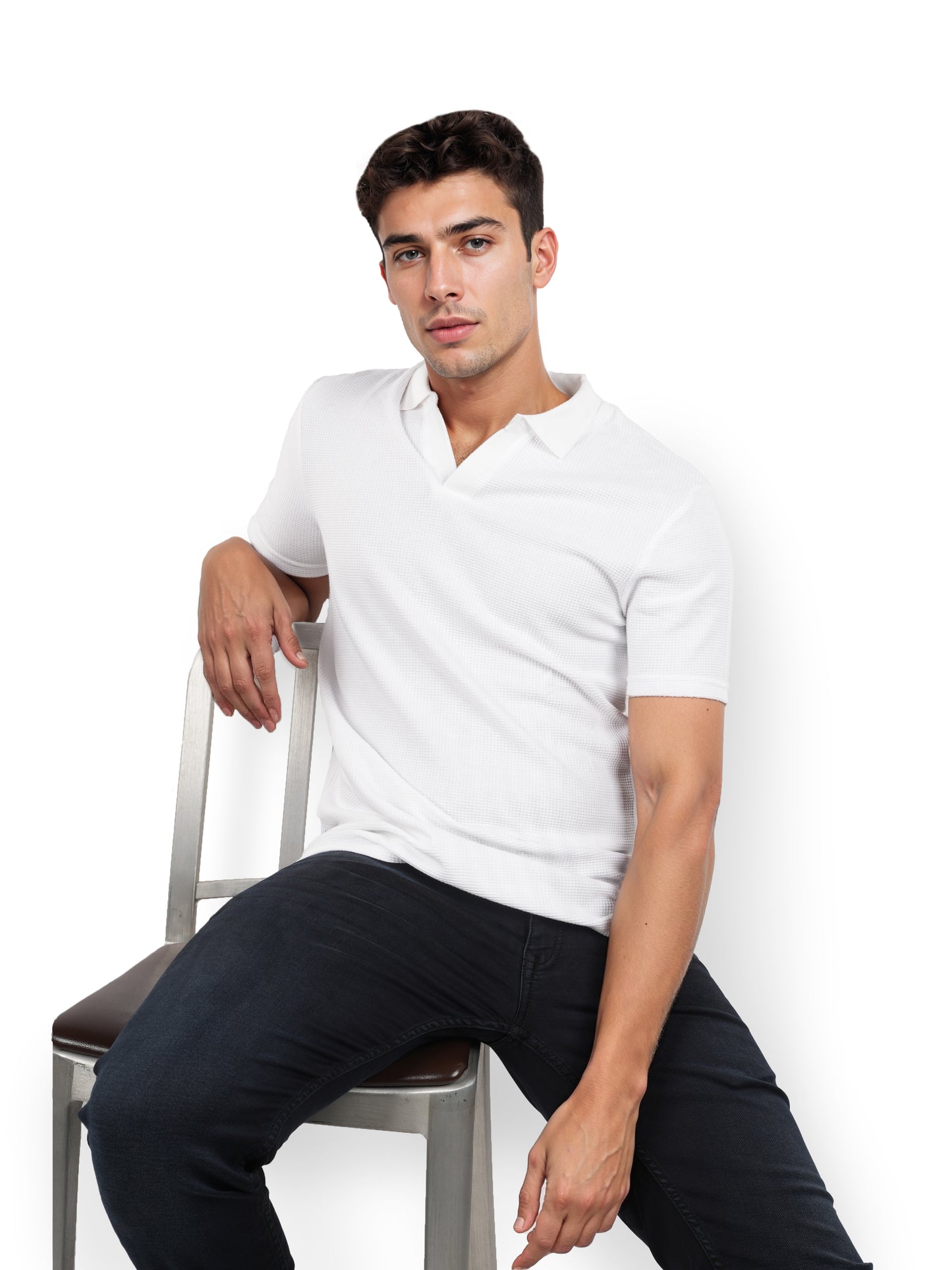 White Solid Cotton Polo