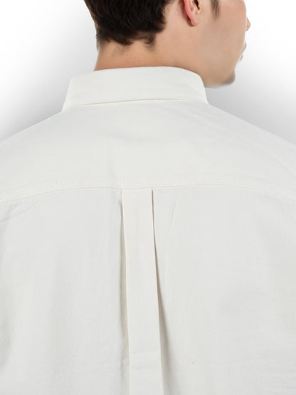 Off White Solid Cotton Shirt