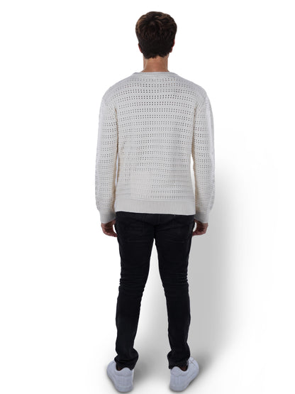 Beige Solid Cotton Sweater