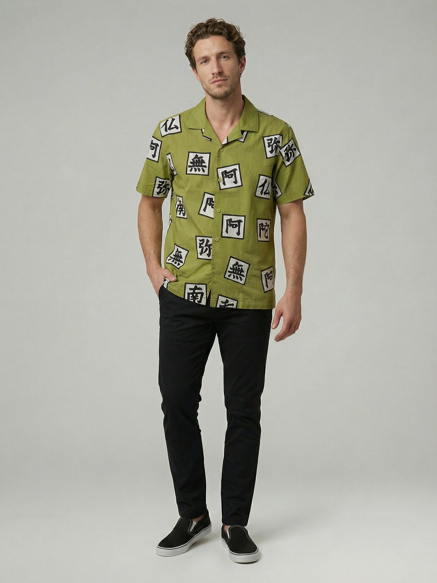Celio Mens Green Printed Regular Fit Cotton Shirts