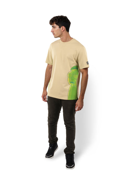 Rick & Morty - Beige Printed Cotton T-shirt