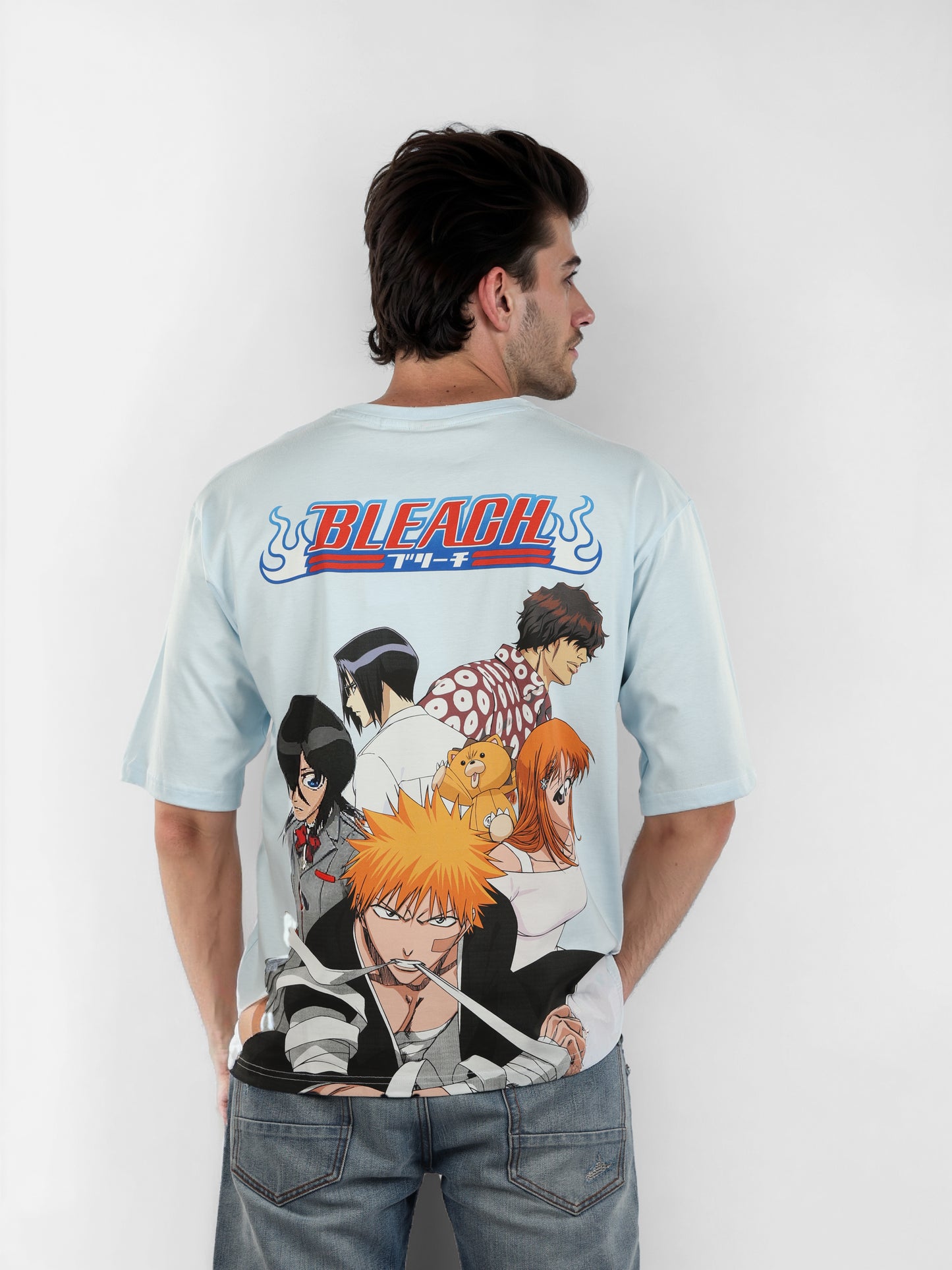 Bleach - Blue Printed Oversized Cotton T-shirt