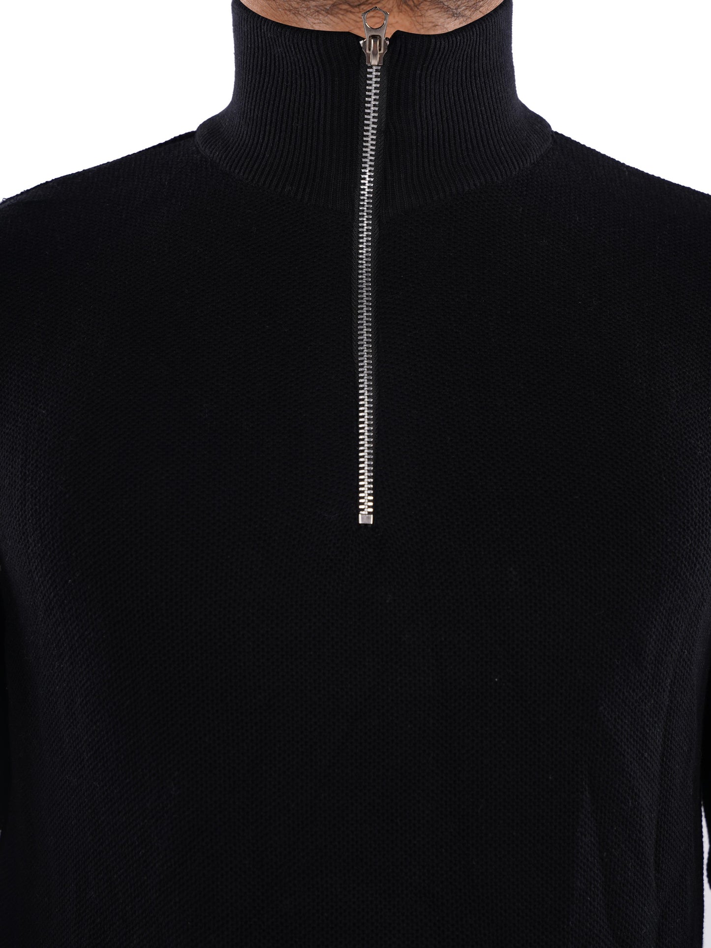 Black Solid Cotton Sweater