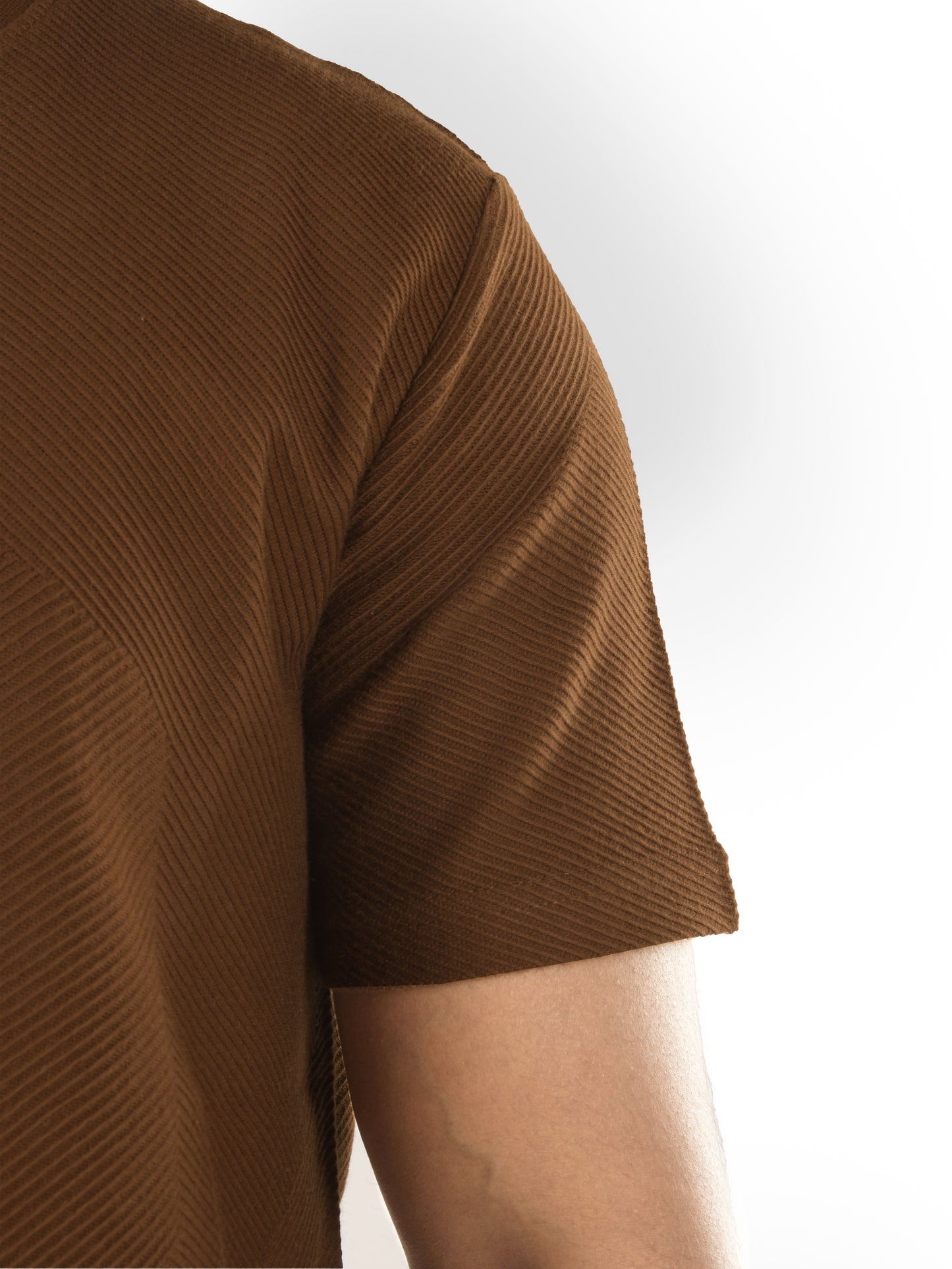 Brown Solid Cotton T-shirt