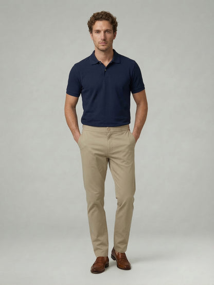 Celio Mens Beige Dobby Slim Fit Polyester Casual Trouser