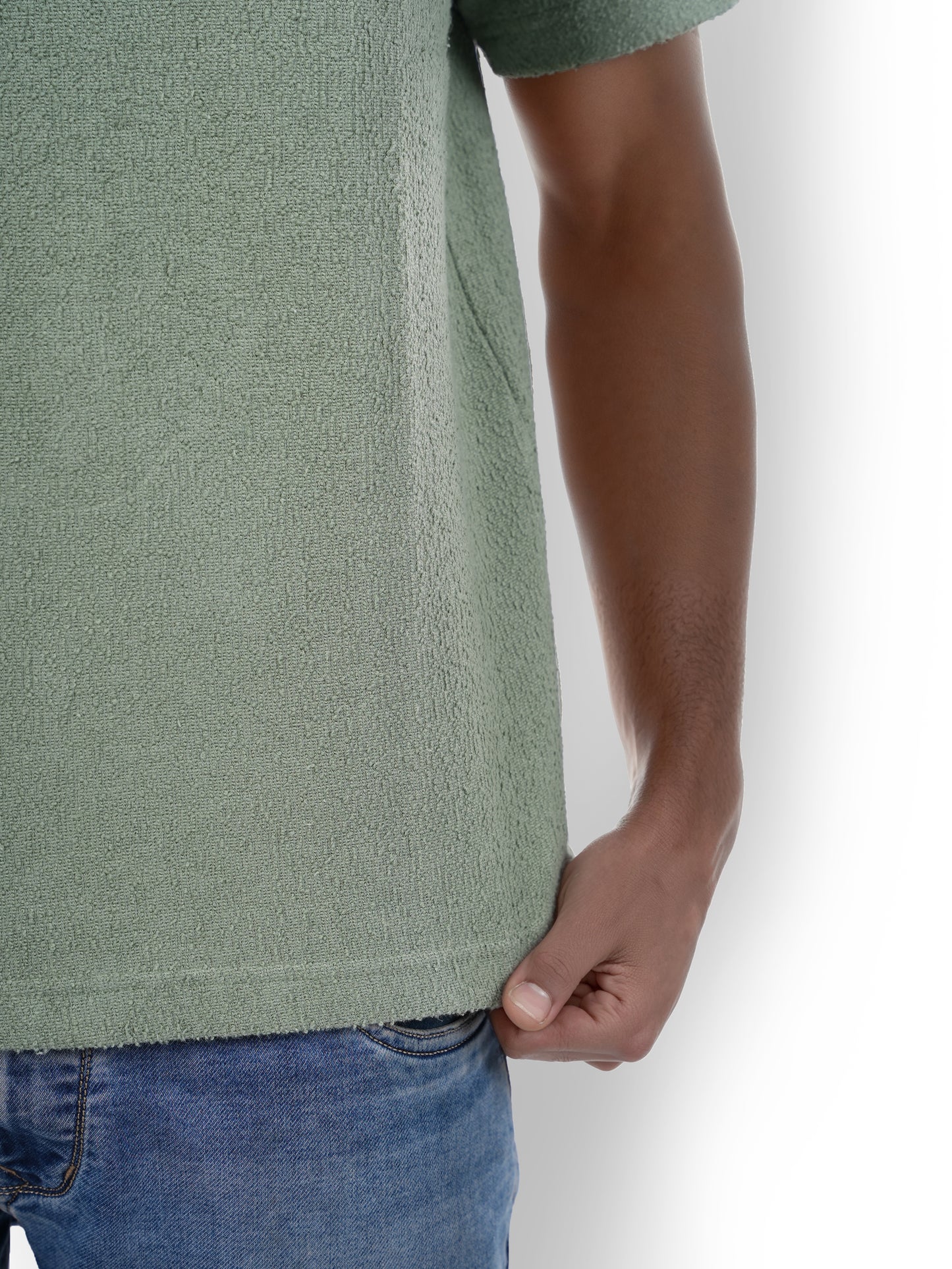 Green Solid Cotton T-shirt