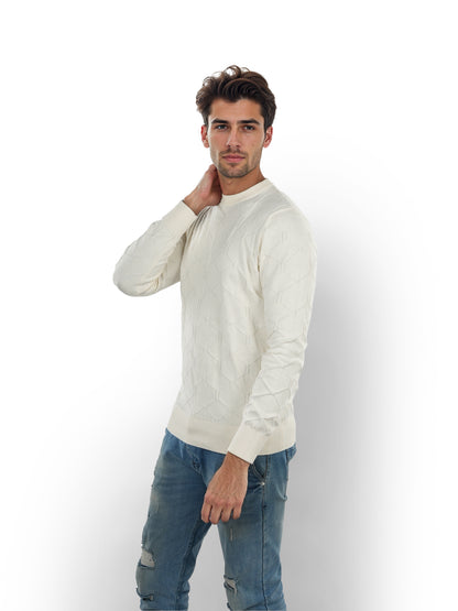 Beige Solid Cotton Sweater