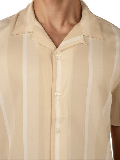 Beige Striped Viscose Shirt