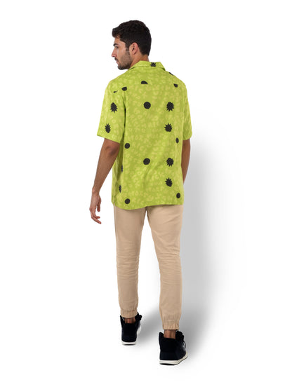 Rick & Morty - Green Printed Cotton Shirt