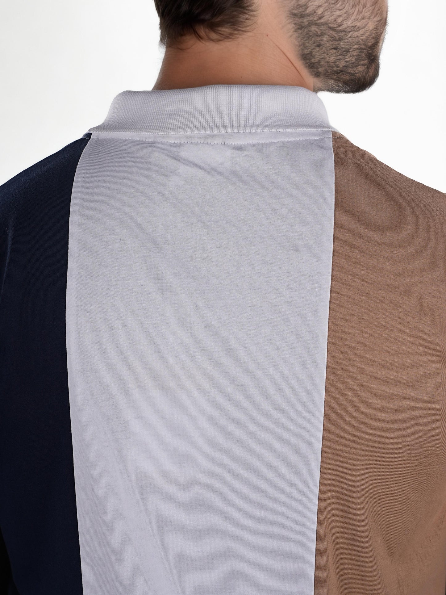 Beige Colourblock Cotton Polo