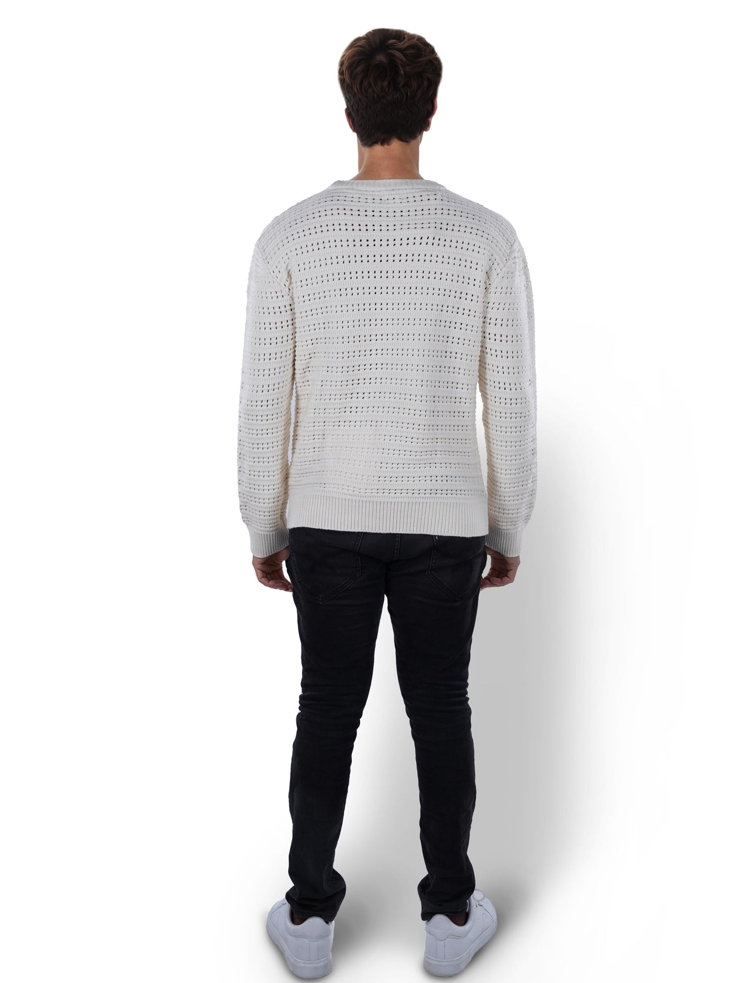 White Solid Cotton Sweater