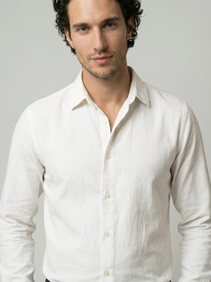 Celio Mens White Solid Regular Fit Cotton Shirts
