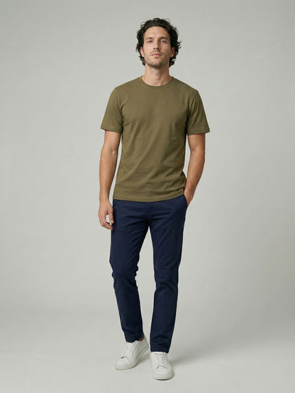 Celio Mens Olive Solid Slim Fit Cotton T-Shirts