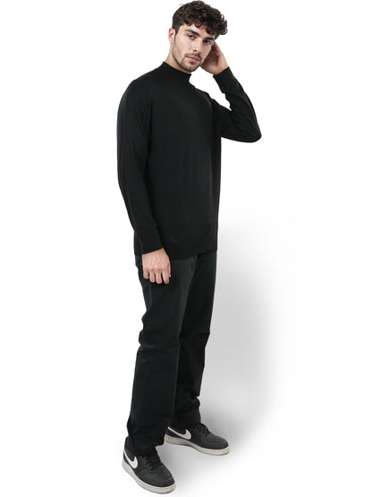 Black Solid Viscose Sweater