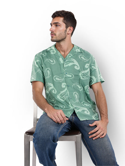 Green Printed Viscose Shirt