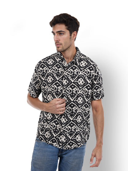 Black Printed Viscose Shirt