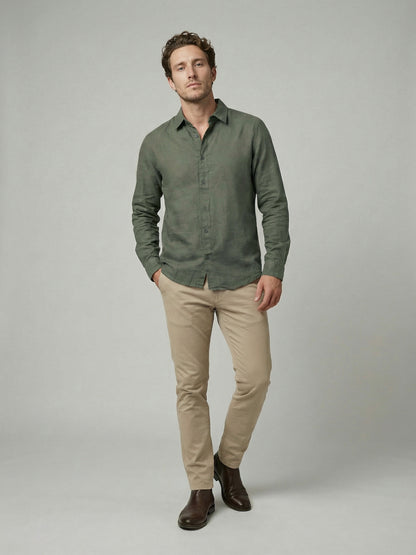 Celio Mens Olive Dobby Regular Fit Cotton Shirts
