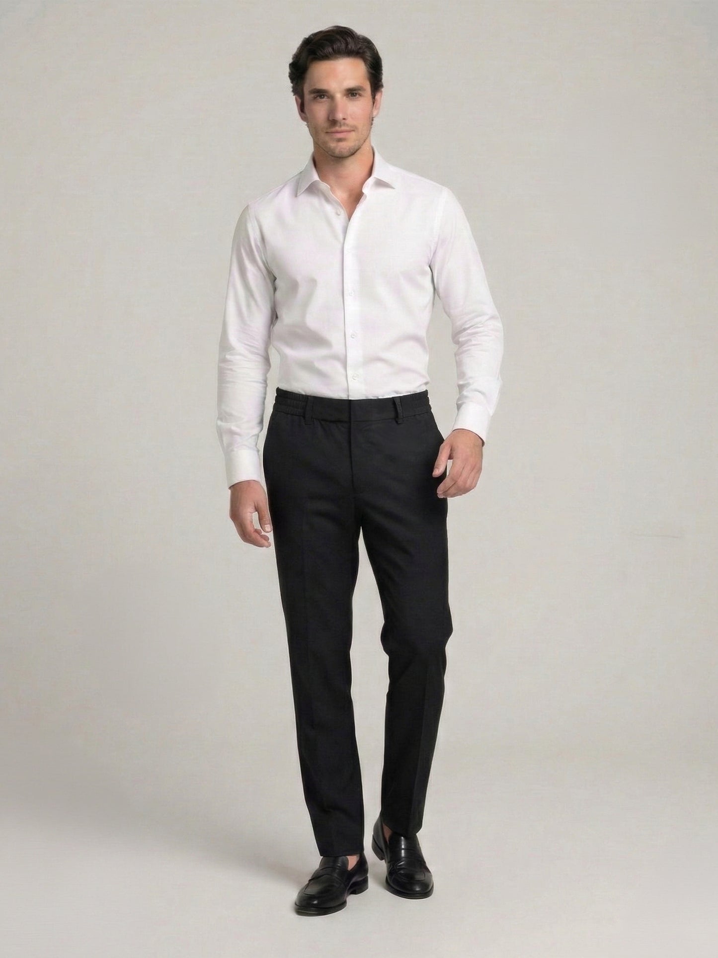 Celio Mens Black Solid 24H Fit Polyester Casual Trouser
