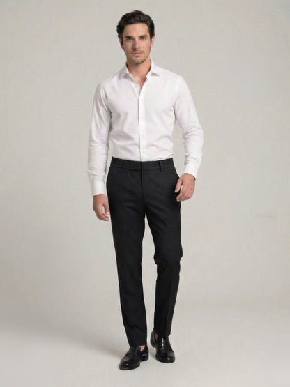 Celio Mens Black Solid 24H Fit Polyester Casual Trouser