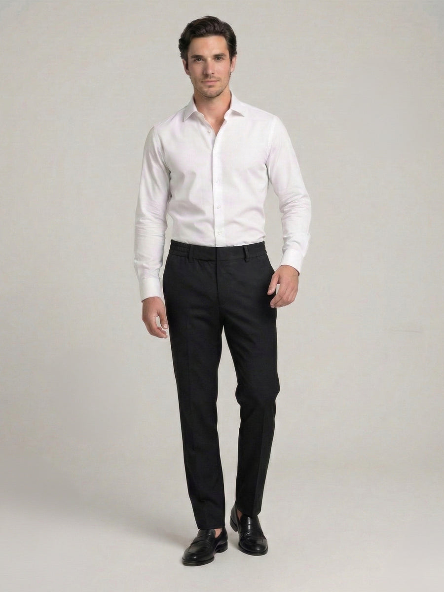 Celio Mens Black Solid 24H Fit Polyester Casual Trouser