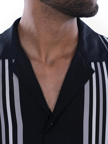 Black Striped Viscose Shirt